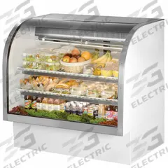 TRUE REFRIGERATION Deli Case: 47 3/4 in x 48 1/4 in x 35 1/4 in, White, Curved Glass, 2 Shelves (MPN TCGG-48-HC-LD). Key specifications — attr1277723: TRUE REFRIGERATION; attr1277683: R-290; attr1277691: No; attr1277694: White; attr1280716: Curved Glass; attr1280729: TCGG.