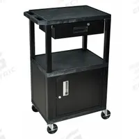APPROVED VENDOR Audio-Visual Cart: 24 in L x 18 in W, 24 in L x 18 in W 42 1/2 in H, Plastic, Black (MPN WT42C2-B/WTD). Key specifications — Handle Type: Flat; Brand: APPROVED VENDOR; Color: Black; Configuration: (1) Cabinet.