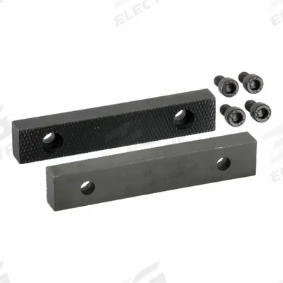 WESTWARD Serrated Jaw: Steel, For 4 in Vise Jaw Wd, 4 Screws, Works with 10D687 - Screw-In Vise Jaw Caps