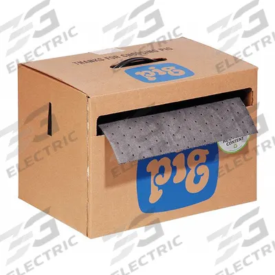 PIG Sorbent Roll: 75 ft Lg, 15 in Wd, Gray, Polypropylene, 75 ft Roll Lg - Sorbent Rolls