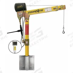 OZ LIFTING PRODUCTS Davit Crane Kit: Composite, Electric, 1,200 lb Max. Load Capacity, 0 in to 45 ft (MPN OZ1200DAV-ACW-SP6). Key specifications — Material: Composite; Brand: OZ LIFTING PRODUCTS; Included Base Type: Wall; Body Material: Composite.