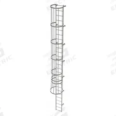 TRI-ARC Fixed Ladder with Safety Cage: 26 ft Overall Ht, 18 in Overall Wd, Steel, 27 Rungs (MPN WLFC1127). Key specifications — Brand: TRI-ARC; Assembly: Unassembled; Number of Sections: 2.