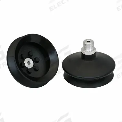 SCHMALZ Vacuum Pad Assembly: 1.5 Folds, G1/4 in, 68 mm Pad Dia, NBR, 55 A, Black - Bellows Type Electronics Industry Vacuum Pad Assemblies