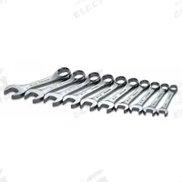 SK PROFESSIONAL TOOLS Combination Wrench Set: Alloy Steel, Chrome, 10 Tools, 15° Head Offset Angle (MPN 86240). Key specifications — attr309520: Chrome; attr309519: Alloy Steel; attr324929: SK PROFESSIONAL TOOLS; attr309512: Storage Rack; attr309522: No; attr309533: No.