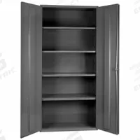 DURHAM MFG Storage Cabinet: 36 in x 24 in x 72 in, Swing Handle & Keyed, 14 ga Panel Thick, Frame (MPN 3501-4S-95). Key specifications — attr62698: Gray; attr62736: Welded; attr87895: Frame; attr62693: Assembled; attr62737: Stationary; attr62694: Adjustable; attr62695: Powder Coated; attr62696: Steel.