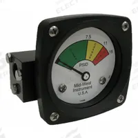 MIDWEST INSTRUMENT 3-Color Differential Pressure Indicator: 1,000 psig Max. Static Pressure, 522 (MPN 522A-015V). Key specifications — Brand: MIDWEST INSTRUMENT; Accuracy: ±5% of Full Scale; Sensor Material: Viton; Housing Material: Aluminum; Transition Points: 0 psid to 7.5 psid (Green) / 7.5 psid to 11 psid (Yellow) / 11 psid to 15 psid (Red).