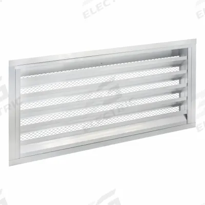 Dayton 27"H 51"W Drnbl Extrd Alu Intake Louver: Flanged, Surface Mount, 23 1/2 in H - Drainable Stationary-Blade Louvers