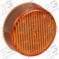 MAXXIMA Clearance Marker Light: Clearance Light, LED, Round, Surface Mount, Amber, Grommet, IP67 (MPN M09100Y). Key specifications — Lens Color: Amber; Brand: MAXXIMA; Electrical Connection: PL-2 Connector; Lighting Technology: LED; Mount Type: Grommet; SAE Lens Code: P2.