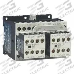 EATON IEC Magnetic Contactor: Reversing, 3 Poles, 3NO Contacts, 7 A, 120V AC Coil (MPN XTCR007B21A). Key specifications — Brand: EATON; Integrated Surge Suppression: Yes.