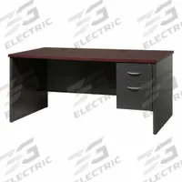 HIRSH Desk Pedestal: Melamine Laminate with Particleboard Core, Mahogany, 1 Pedestals, 2 Drawers (MPN 20538). Key specifications — Desktop Material: Melamine Laminate with Particleboard Core; Includes Modesty Panel: Yes; Desktop Color: Mahogany; Brand: HIRSH; Frame Color: Charcoal; Frame Material: Steel; Product Type: Single Pedestal Desk.
