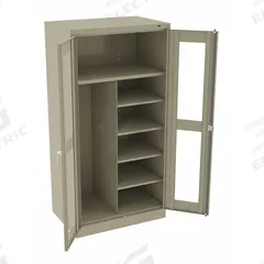 TENNSCO Storage Cabinet: 36 in x 24 in x 72 in, 5 Shelves, Swing Handle & Keyed, 24 ga Panel, Adj (MPN CVD7220 SAND). Key specifications — Shelf Adjustability: Adjustable; Base Type: Leveling; Cabinet Color: Sand; For Use Outdoors: No; Frame Assembled: Assembled; Cabinet Storage Components: Hanging Rods; Brand: TENNSCO; Cabinet Style: Hanging Rod and Shelves.