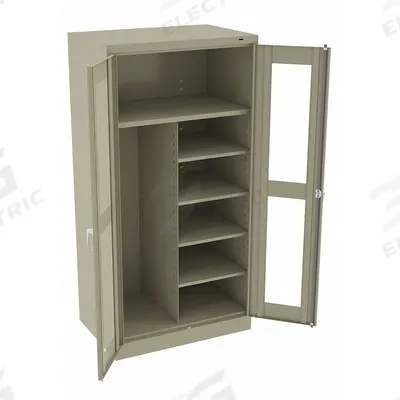 TENNSCO Storage Cabinet: 36 in x 24 in x 72 in, 5 Shelves, Swing Handle & Keyed - Commercial Clearview Combination Cabinets
