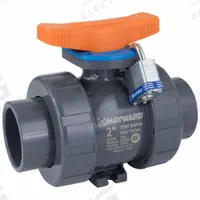 HAYWARD FLOW CONTROL Manual Two-Way Ball Valve: 3/4 in, CPVC, Straight, Class 150 Flange (MPN TBH2075A0FV0000). Key specifications — Brand: HAYWARD FLOW CONTROL; Handle: Locking Tee.