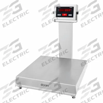 DORAN Industrial Bench Scale: 18 in x 18 in, IP69K, Column-Mounted - Bench Scales with Column-Mounted Indicator