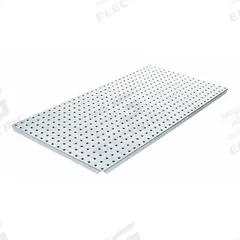 ALLIGATORBOARD Pegboard Panel: Round, 1/4 in Peg Hole Size, 16 in x 30 in x 5/8 in, Stainless Steel (MPN ALGBRD16X32STLS300). Key specifications — Material: Stainless Steel; Peg Hole Shape: Round; Includes: Screws; Color: Gray; Brand: ALLIGATORBOARD.