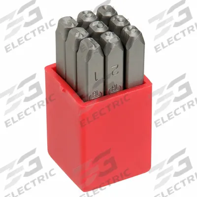 APPROVED VENDOR Hand Stamp Kit: 0 thru 9 (6 doubles as 9), 3/16 in Character Ht - Sharp-Face Hand Stamps