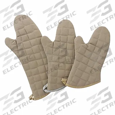 R&R TEXTILE Oven Mitt: 400°F Max Temp, 17 in Overall Lg, Quilted Cotton, Tan (MPN 1310-17) - Furnishings, Appliances and Hospitality