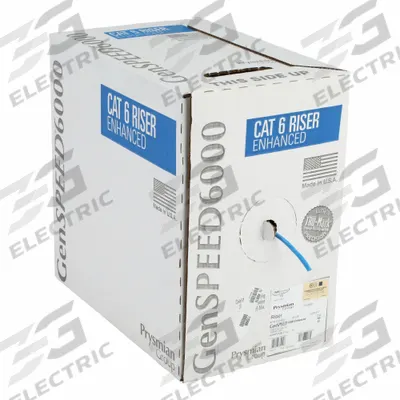 GENSPEED Category Cable: 1,000 ft Cable Lg, 23 AWG, Riser, Blue, PVC, Enhanced, 7133900 - Category 6 Cable