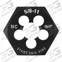 MILWAUKEE Hex Threading Die: 5/8"-11 UNC, 1 7/16 in Hex Wd, Black Oxide Carbon Steel (MPN 49-57-5369)