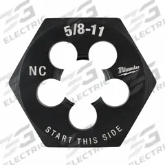 MILWAUKEE Hex Threading Die: 5/8"-11 UNC, 1 7/16 in Hex Wd, Black Oxide Carbon Steel (MPN 49-57-5369)