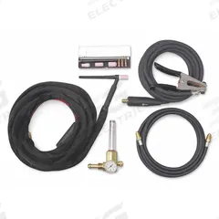 MILLER ELECTRIC TIG Torch Kit: Water-Cooled, W-250, 25 ft, Braided Rubber, 3-Piece, 20 (MPN 300185). Key specifications — Brand: MILLER ELECTRIC; Manufacturer Part Number: 300185; Neck Type: Rigid; Power Cord Material: Braided Rubber; Gas Valve (Table): Without.