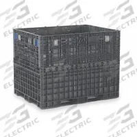 ORBIS Collapsible Bulk Container: 67.4 cu ft, 62 1/2 in x 48 in x 50 in, Lid Not Included, Black (MPN HD6248-50 Blk). Key specifications — Brand: ORBIS; Stackable: Stacking Capable; Shape: Rectangular; Fork Entry: 4-Way Entry; Container Wall Type: Solid; Mobility: Stationary; Collapsible: Collapsible; Fork Pockets: Fork Pockets Included.
