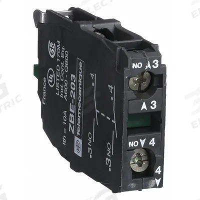 SCHNEIDER Contact Block: 22 mm Panel Mounting Size, 2NO, Momentary - Contact Blocks