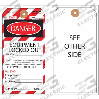 ELECTROMARK Danger Tag: Danger, Locked Out Device, Write-On Surface, English, Danger - Safety