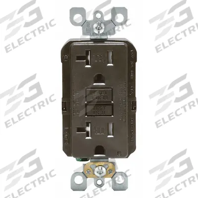 LEVITON GFI Receptacle: Decorator Duplex, 5-20, Brown, GFCI, 125V AC, 20 A - General Purpose Receptacles