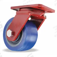 HAMILTON Plate Caster: Swivel, Polyurethane, 6 in Wheel Dia, 3 in Wheel Wd, 7 1/2 in Mounting Ht (MPN S-ZFFM-63EGB-4SL-FB). Key specifications — Wheel/Tread Color: Blue; Brand: HAMILTON; Roll Up: Swivel with Total Lock.