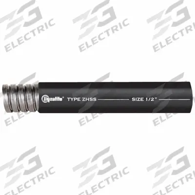 LIQUATITE Liquid Tight Conduit: 1/2 in Trade Size, Black, 100 ft Nominal Lg - Low Smoke & Flame Retardant Liquid-Tight Flexible Metal Conduit