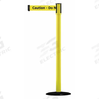 TENSABARRIER Barrier Post with Belt: Yellow, Caution Do Not Enter, 7 1/2 ft Belt Lg - Message Retractable Belt Post Barriers