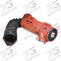 ALLEGRO Confined Space Fan: 115 V AC, 8 in Duct Dia, 1/3 hp Horsepower, 900 cfm Max Flow in Free Air (MPN 9538-15). Key specifications — Brand: ALLEGRO; Includes: Duct Storage Bag, 15 ft Statically Conductive Ducting; Operating Voltage: 115 V AC.