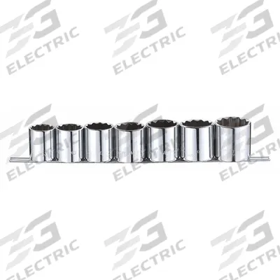 WESTWARD Socket Set: 1/2 in Drive, 7 Piece, 12-Point, SAE - SAE & Metric Socket Sets