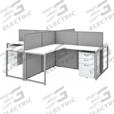 BUSH BUSINESS FURNITURE Modular Cubicle Workstation: 45 in Overall Ht, 119 in Overall Wd - Office Cubicles with Privacy Panels