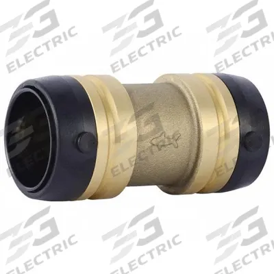 SHARKBITE Push-Fit Coupling Fitting: Straight, 1 1/4 in Pipe x 1 1/4 in Pipe Size - Standard Brass Push-to-Connect Tube Fittings