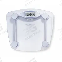 TAYLOR Bathroom Scale: Digital, kg/lb, 14 1/4 in Weighing Surface Wd, 2 1/4 in Weighing Surface Dp (MPN 75064192). Key specifications — Brand: TAYLOR; Weighing Units: kg; IP Rating: Not IP Rated; Indicator Attachment: Integrated; Includes: Batteries; Readability: 0.2 kg/0.5 lb.