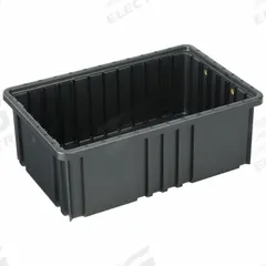 QUANTUM STORAGE SYSTEMS Divider Box: 0.43 cu ft, 16 1/2 in x 10 7/8 in x 6 in, Lid Not Included (MPN DG92060CO). Key specifications — Includes Dividers: Dividers Not Included; Includes Lid: Lid Not Included; Material: Plastic; Color: Black; Brand: QUANTUM STORAGE SYSTEMS.