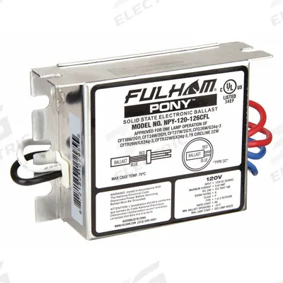 FULHAM Ballast: 120/230V AC, 1 Lamps Supported, 26 W Bulb Watt - Rapid Start Electronic Fluorescent Ballasts