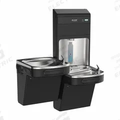 ELKAY Bi-Level Drinking Fountain with Bottle Filler: On-Wall, 8 gph @ 50°F, Touchless Sensor, Black (MPN LZSTL8WSBPRO-UV). Key specifications — Brand: ELKAY; Housing Material: Stainless Steel; Filter Access: Top Panel Access; Housing Finish: Stainless; Chilling Capacity: 8 gph @ 50°F; Housing Color: Black.