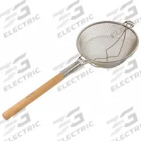 CRESTWARE Mesh Strainer: Heavy Duty Double Mesh Mesh Size, 31 in Overall Lg, Stainless Steel (MPN WHSHD12). Key specifications — Material: Stainless Steel; Brand: CRESTWARE; Handle Material: Wood; NSF Certified: No; Mesh Size: Heavy Duty Double Mesh.