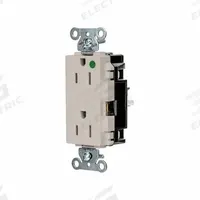 HUBBELL Receptacle: Hospital Grade, Decorator Duplex, 5-15R, Light Almond, 125V AC, 15 A (MPN HBL2172STLA)