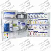 FIRST AID ONLY First Aid Kit and Housing: 337 Components, ANSI/ISEA Z308.1-2021, Type I/II, Class B (MPN 91379). Key specifications — ANSI Standard Met: ANSI/ISEA Z308.1-2021; Adhesive Bandages Included: (50) Metal Detectable Bandages; Oral and Inhalant Medicinals Included: No Oral/Inhalant Medicinals; Topical Medicinals Included: Eyewash Bottle; Wound Dressings Included: Elastic Bandage; Unitized: Unitized with Guided Refill System.