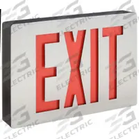 Exit Sign: Emergency Battery Backup, LED, Black, Red, 1 Faces, Ceiling, Nickel Cadmium, 120/277 V AC (MPN LE S 1 R EL N). Key specifications — Voltage: 120/277 V AC; Directional Indicators: Universal Field Selectable Chevrons; Text Color: Red; Brand: LITHONIA LIGHTING; Emergency Battery Backup: Yes; Housing Color: Black; Lighting Technology: LED; Self Diagnostics: No.