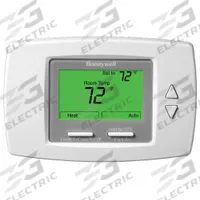 HONEYWELL Fan Coil Thermostat: Heat and Cool, Auto-Cool-Heat-Off, 50° to 90°F, Push Button, 1H/1C (MPN TB6575B1000/U). Key specifications — Application: Heat and Cool; System Settings: Auto-Cool-Heat-Off; Temperature Control Range: 50° to 90°F; Stages: 1H/1C; Voltage: 120/240V AC; Brand: HONEYWELL; Control Type: Push Button; Fan Settings: Hi-Med-Low-Auto-Off.