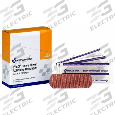 FIRST AID ONLY Adhesive Bandage: Strip Bandages, 1 in Wd, 3 in Lg, Not Metal Detectable