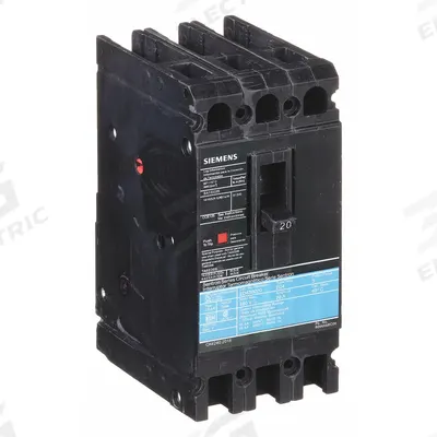 Siemens Molded Case Circuit Breaker: 20 A Amps, 18kA at 480V AC, Fixed, Load Side Lug - ED-Frame Siemens Molded Case Circuit Breakers