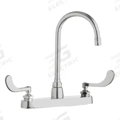 CHICAGO FAUCETS Gooseneck Kitchen/Bathroom Faucet: 1100, Cast Brass, Centerset, Deck, 2 Handles (MPN 1100-GN2AE35-317AB). Key specifications — Series: 1100; Brand: CHICAGO FAUCETS.