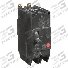 GE Molded Case Circuit Breaker: 40 A Amps, 14kA at 277/480V AC, Fixed, Lug, Any (MPN TEY240). Key specifications — Series: TEY; Max. AIR Rating: 14kA at 277/480V AC; Instantaneous Trip: Fixed; Terminal Connection: Lug; Phase Connection: Any.