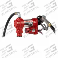 FILL-RITE Electric Drum Pump: 24 V DC, 1/4 hp HP, 15 gpm Max. Flow Rate, Pump with Hose & Nozzle (MPN FR2410H). Key specifications — Brand: FILL-RITE; Meter: Not Included.